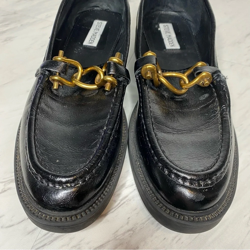 Steve Madden Karmine Black Leather Loafer 10M